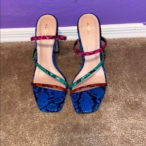 Multi-colored heeled sandals